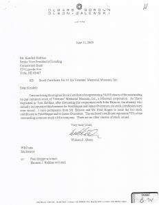 Veterans Memorial Museum stock shares Exhibit B-74